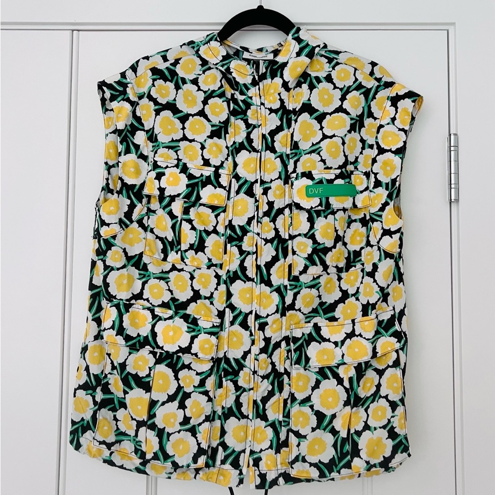 Diane Von Furstenberg Yellow Floral Top vest
